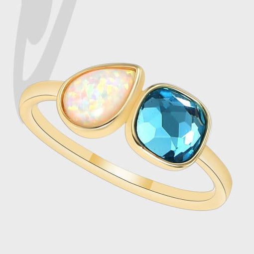 Moonstone and Cubic Zirconia ring