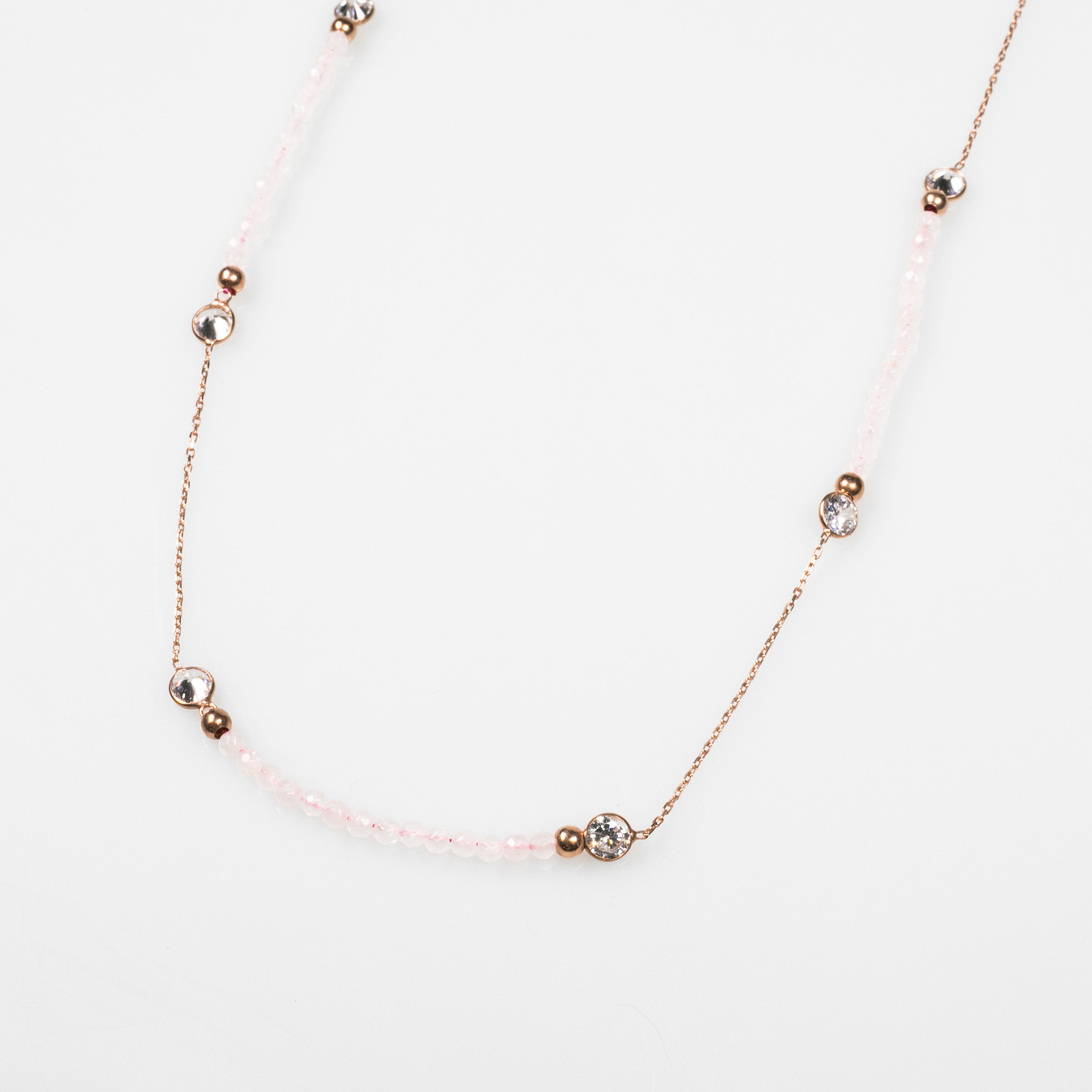 Diamond By-The-Metre Necklace with pink Semi-Precious Stone