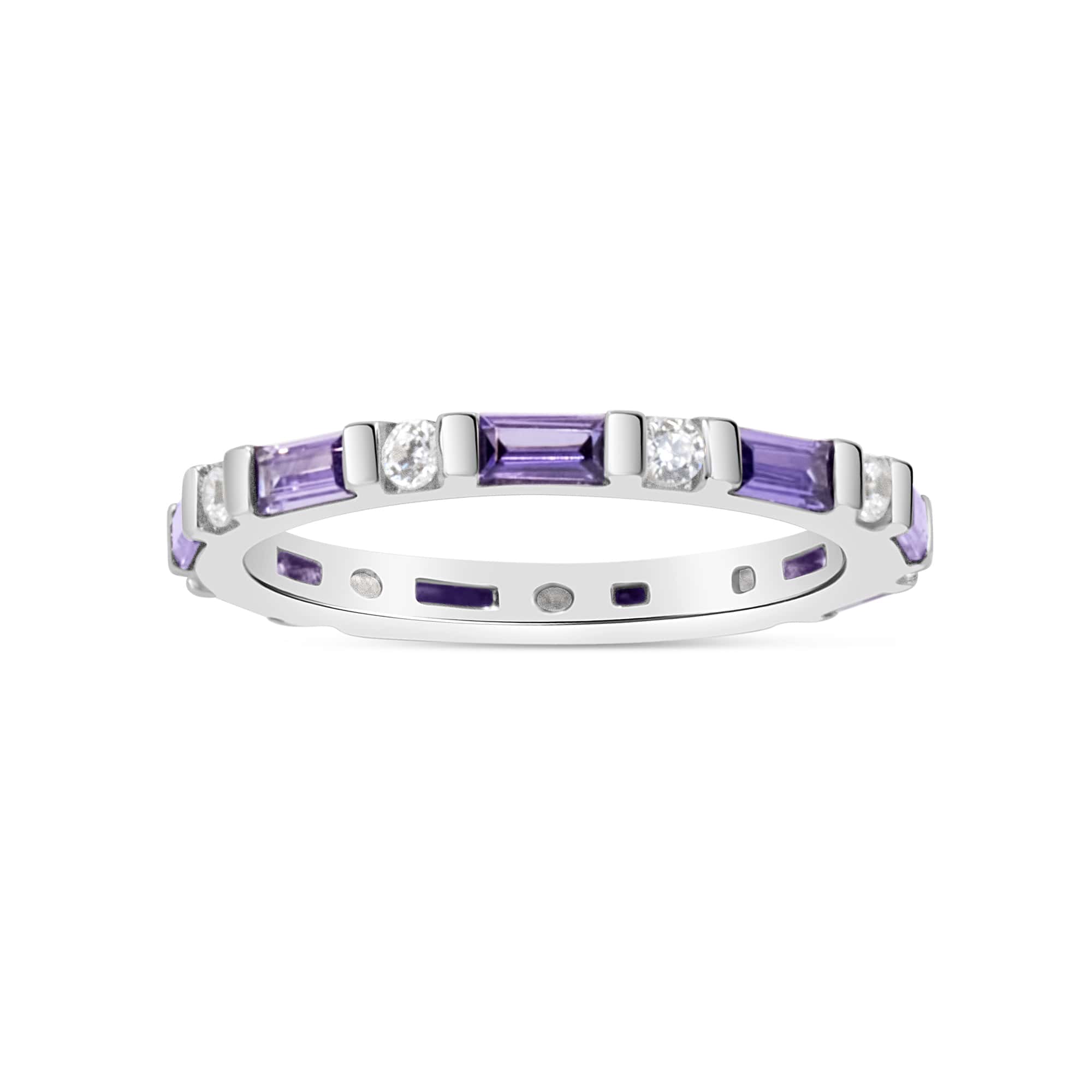 purple and white cubic zirconia ring