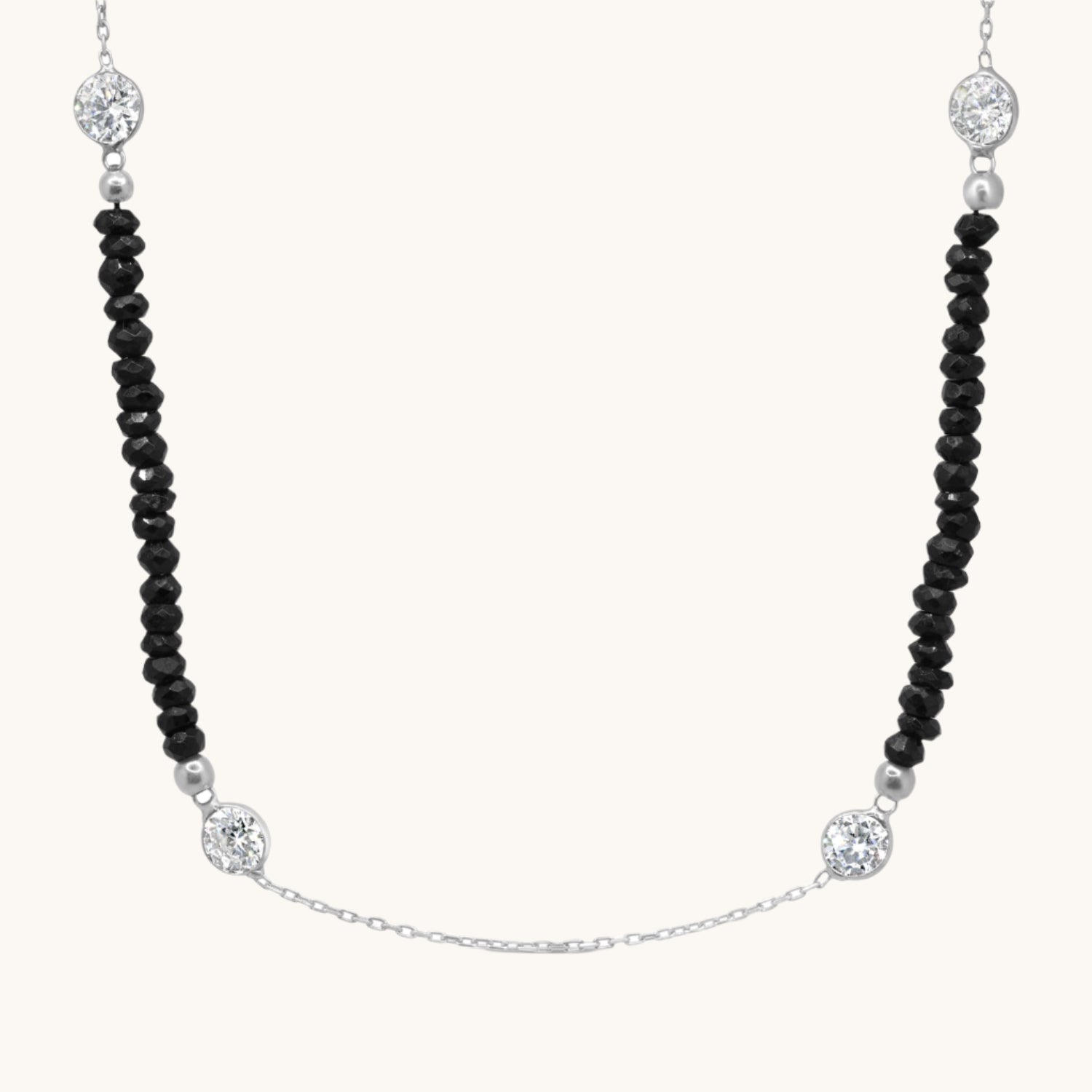 Diamond By-The-Metre-Necklace-with-Semi-Precious-Stone in black on cream background