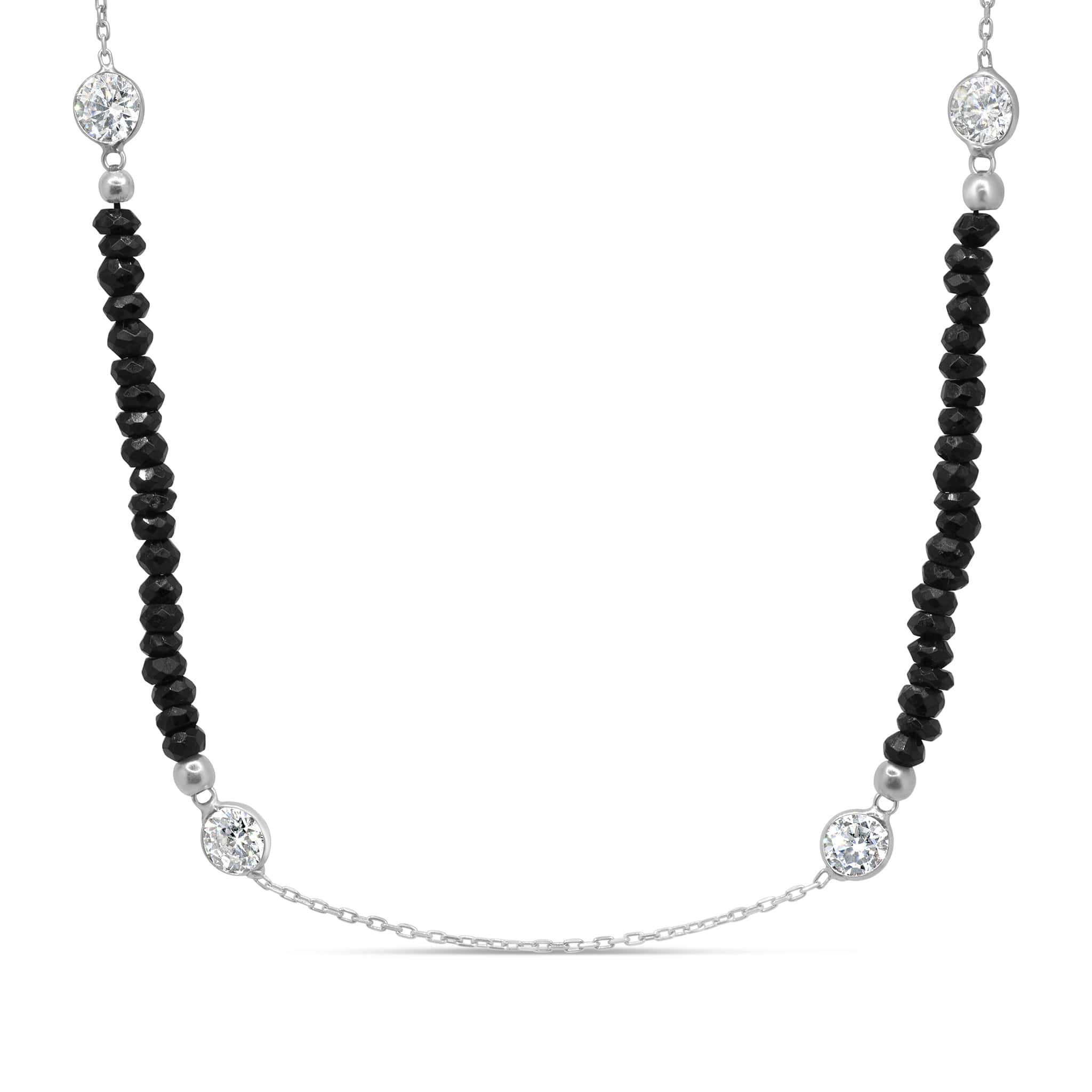 Diamond By-The-Metre-Necklace-with-Semi-Precious-Stone in black